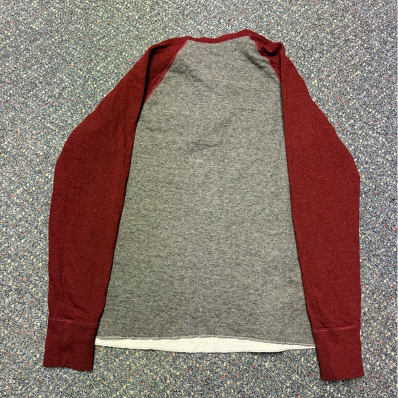 LL Bean long sleeve grey and maroon crew neck shirt - Picture 2 of 6